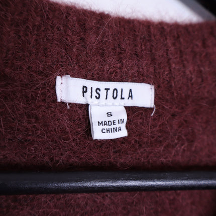PISTOLA Ivy Pullover Sweater Terra Stripe Maroon Oversized Long Sleeve Women's S