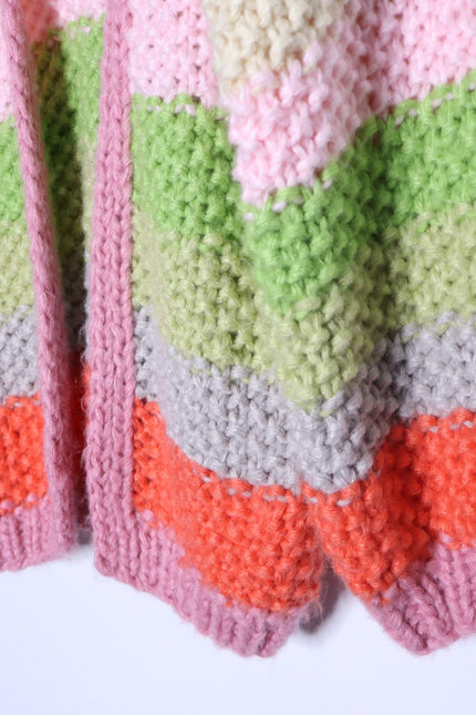 FRNCH NEW Lobelia Cardigan Pink Watermelon Oversized Chunky Knit Women's S/M