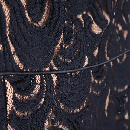 BADGLEY MISCHKA Lace Overlay Cocktail Dress Black V Neck Knee Length Women's 0
