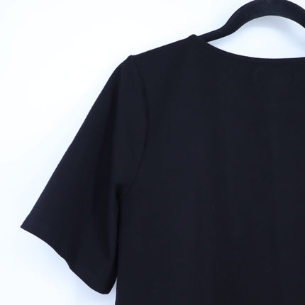 Ripley Rader Ponte Short Sleeve Top Black Boxy Fit Casual Women's 4/US L