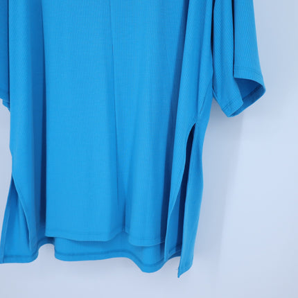 Dressed in Lala Malone Ribbed Oversize T-Shirt Maui Blue NWT Oversized Women's M