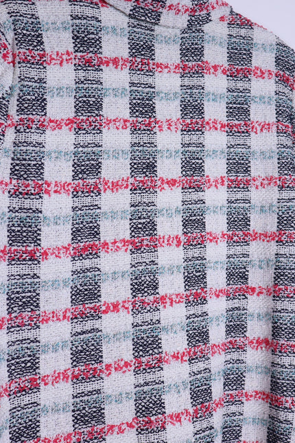 ST. JOHN Plaid Longline Jacket Multicolor Tweed Straight Cut Unlined Women's 18