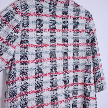 ST. JOHN Plaid Longline Jacket Multicolor Tweed Straight Cut Unlined Women's 18