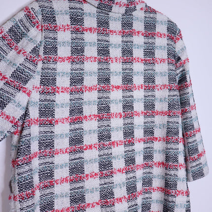 ST. JOHN Plaid Longline Jacket Multicolor Tweed Straight Cut Unlined Women's 18