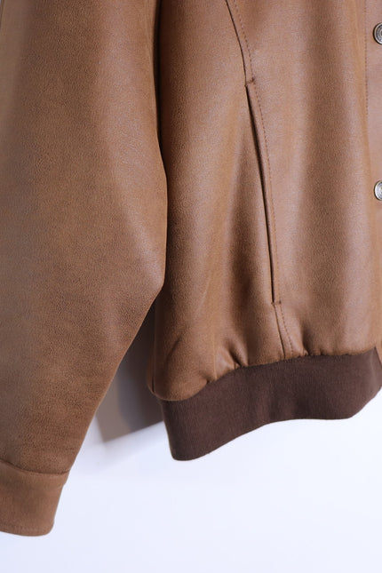 WE THE FREE Wild Rose Vegan Suede Bomber Jacket Chestnut Combo Women's S