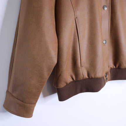 WE THE FREE Wild Rose Vegan Suede Bomber Jacket Chestnut Combo Women's S