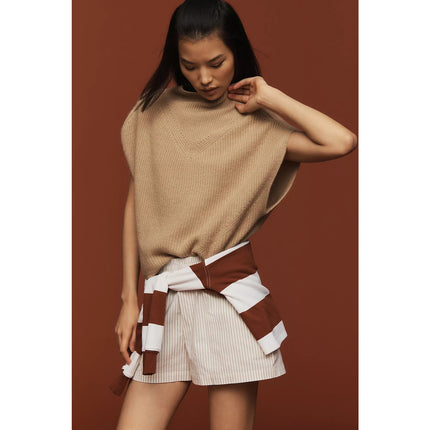 BY ANTHROPOLOGIE Oversized Ribbed 100% Cashmere Sweater Vest Neutral Women's XS