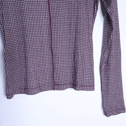 Rag & Bone Shaw Turtleneck Top Paneled Houndstooth Maroon Long Sleeve Women's S
