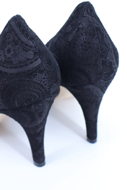 JULIETA Madrid Paisley Print Pumps Black Silver NWB Stilleto Heel Women's 6.5