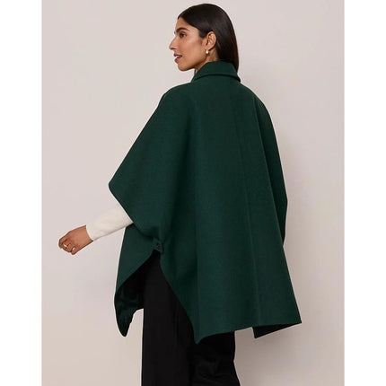 ANN TAYLOR Buttoned Trench Cape NWT Dark Green Wool Blend Women's MP