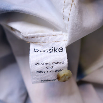 BASSIKE Boxy Collarless Shirt Blue Tie Dye Half Sleeve Casual Women's 3/US 8