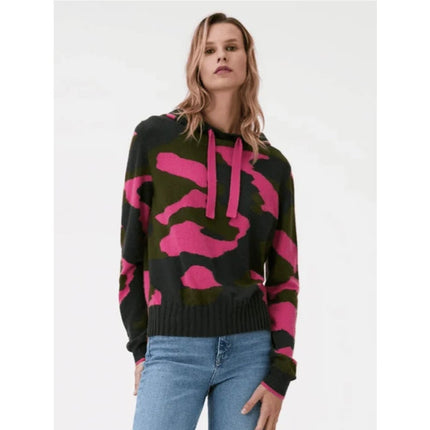 Brodie 100% Cashmere Chloe Camo Hoodie Highland Green Party Pink Women's XS