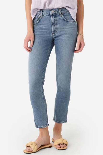 AGOLDE Willow Mid Rise Jean Torch Blue Slim Crop Light Wash Ankle Cut Women's 24