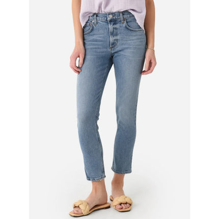AGOLDE Willow Mid Rise Jean Torch Blue Slim Crop Light Wash Ankle Cut Women's 24