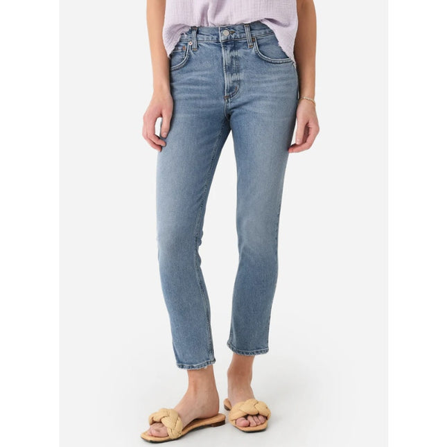 AGOLDE Willow Mid Rise Jean Torch Blue Slim Crop Light Wash Ankle Cut Women's 24
