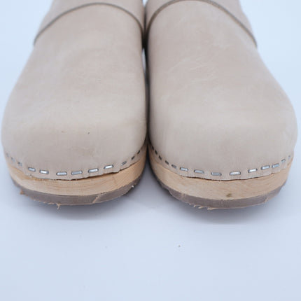 Lotta from Stockholm Swedish Clog Oatmeal Wood Nubuck Leather Women's 40/US 9