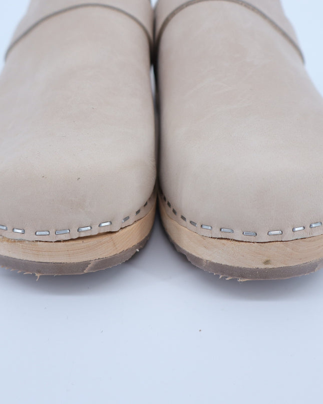 Lotta from Stockholm Swedish Clog Oatmeal Wood Nubuck Leather Women's 40/US 9
