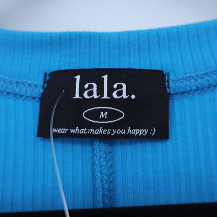Dressed in Lala Malone Ribbed Oversize T-Shirt Maui Blue NWT Oversized Women's M