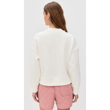Varley Addelyn Ribbed Sweatshirt White Size Zip Crew Neck Pullover Women's M