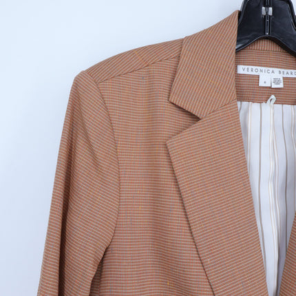Veronica Beard Amadi Dickey Jacket Chai Orange Microplaid One Button Women's 6