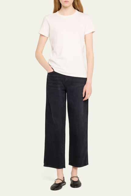AMO Billie Jeans So Good Black High Rise Wide Leg Straight Cropped Women's 27