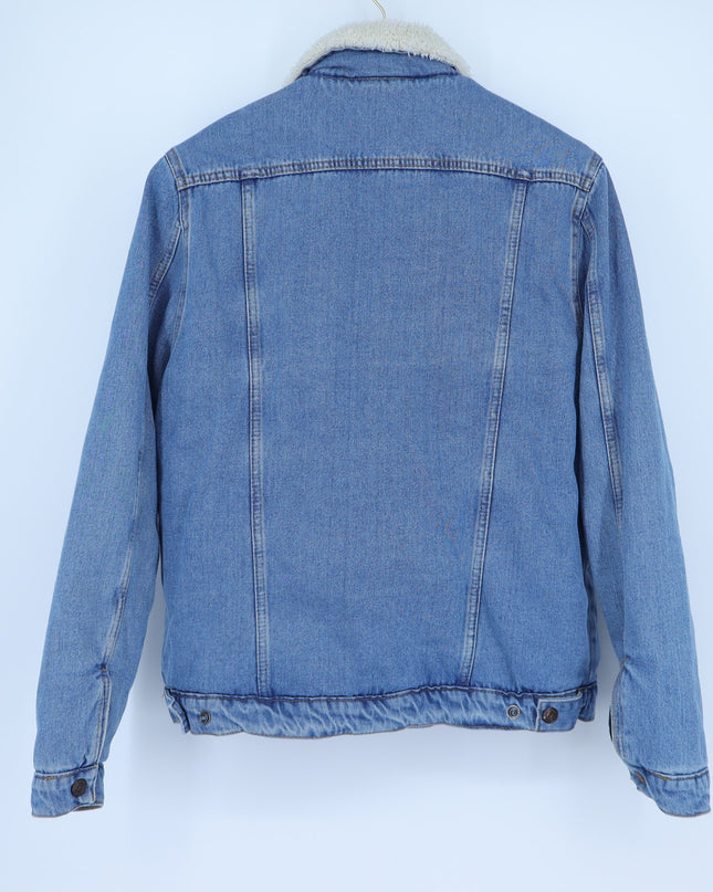 Hammer Made Sherpa Lined Denim Jacket Blue Light Wash Button Front Men's S