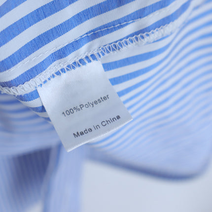 TUCKERNUCK Royal Shirt Mini Dress Blue Stripe Elbow Sleeve Women's M