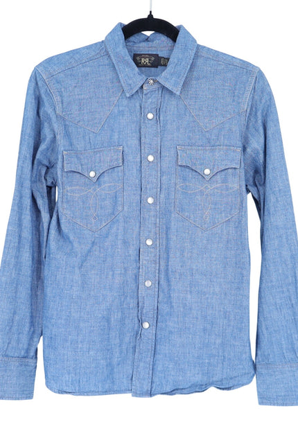 RALPH LAUREN RRL Buffalo Denim Western Shirt Blue Collared Long Sleeve Women's 4