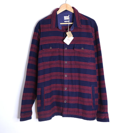 FAHERTY Yukon Brushed Work Shirt NWT Carmine Striped Red Cotton Men's XL