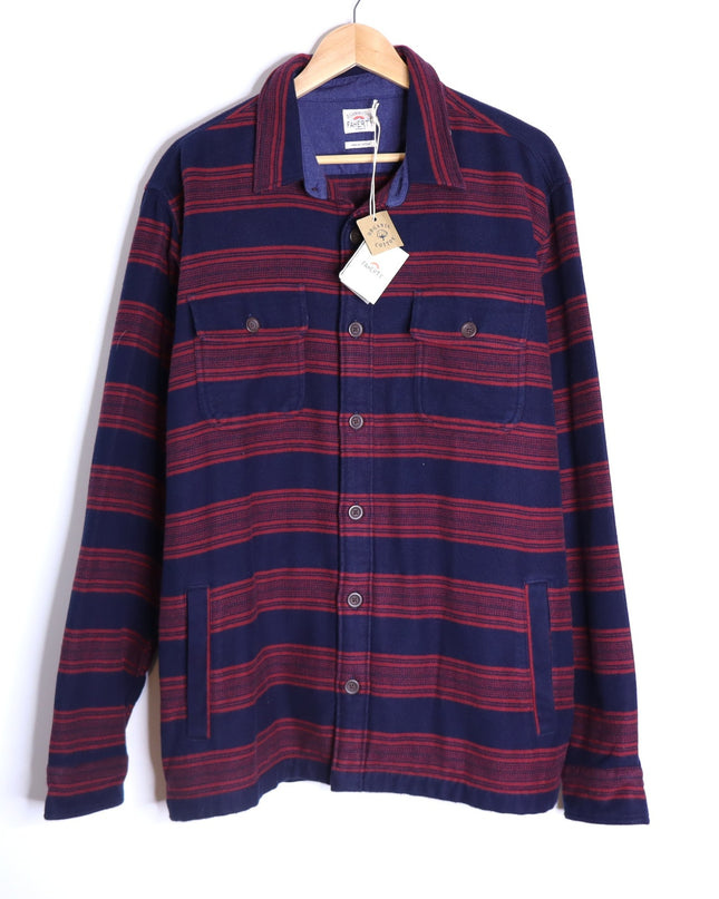 FAHERTY Yukon Brushed Work Shirt NWT Carmine Striped Red Cotton Men's XL
