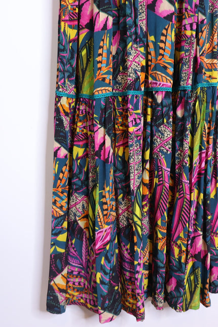 TAJ BY SABRINA CRIPPA Flamingo Maxi Dress High Summer Ruffle Women's S