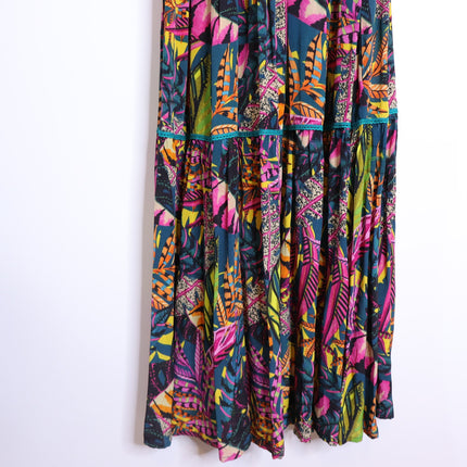 TAJ BY SABRINA CRIPPA Flamingo Maxi Dress High Summer Ruffle Women's S