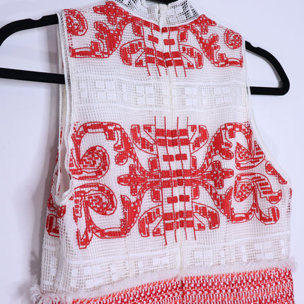 ALEXIS Minika Embroidered Mini Dress Red Mock Neck A-Line Cocktail Women's XS