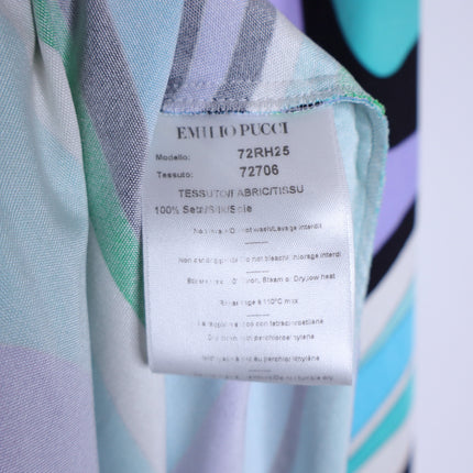 EMILIO PUCCI Blue Marmo Print Mini Dress Silk Faux Wrap Y2K Vtg Women's 40 US10