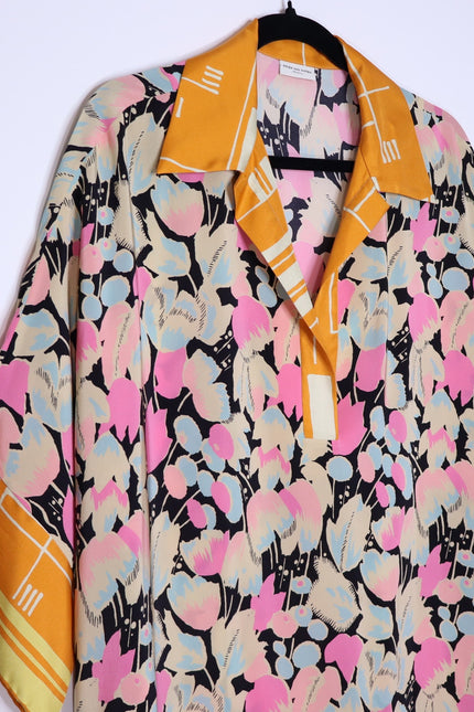 DRIES VAN NOTEN Floral-Print Daze Kaftan Multicolor Silk Slip On Women's M