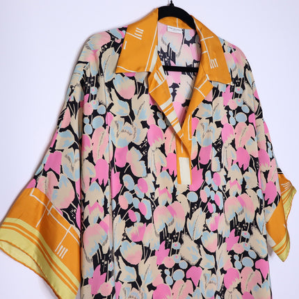 DRIES VAN NOTEN Floral-Print Daze Kaftan Multicolor Silk Slip On Women's M