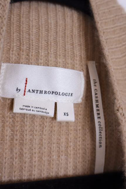 BY ANTHROPOLOGIE Oversized Ribbed 100% Cashmere Sweater Vest Neutral Women's XS