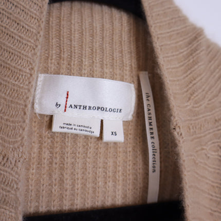 BY ANTHROPOLOGIE Oversized Ribbed 100% Cashmere Sweater Vest Neutral Women's XS
