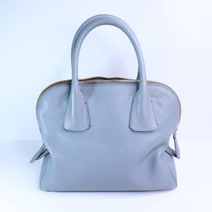 BURBERRY Greenwood Bowling Bag Grey Pebbled Leather with Plaid Lining Crossbody