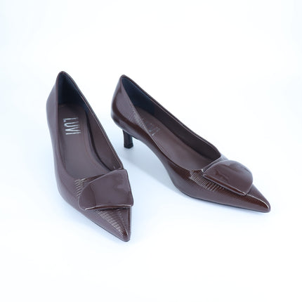 Prologue Shoes Luvi Briana Buckle Pump Brown Pointed Toe Women's 36/US 5.5