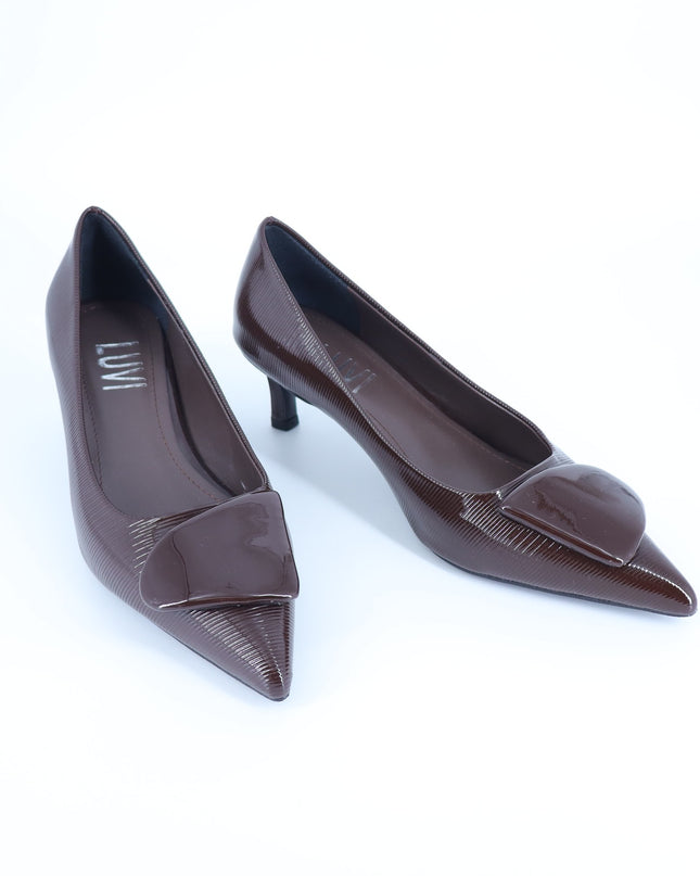 Prologue Shoes Luvi Briana Buckle Pump Brown Pointed Toe Women's 36/US 5.5