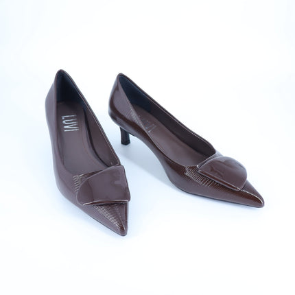 Prologue Shoes Luvi Briana Buckle Pump Brown Pointed Toe Women's 36/US 5.5