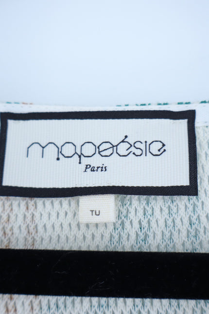 MAPOESIE Franca Sonora Dress Ivory Multi Abstract Knee Length V Neck Women's M