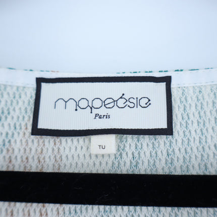 MAPOESIE Franca Sonora Dress Ivory Multi Abstract Knee Length V Neck Women's M