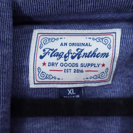 Flag & Anthem Super Soft Fleece Pullover Hoodie Navy Heather Sweatshirt Men's XL