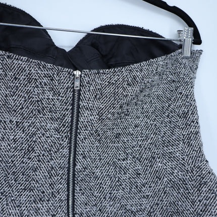 NOCTURNE Tweed Strapless Corset Top Sweet Heart Neck Black and White Women's XL