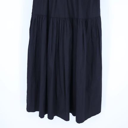 Anthropologie Embroidery Applique Midi Dress Black Puff Sleeve Women's XS