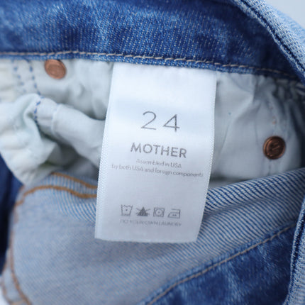 Mother Looker Ankle Fray Jeans Blue Shoot To Thrill Blue High Rise Women's 24