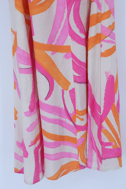 VILAGALLO Ginevra Lucca Print Maxi Dress Pink NWT Kimono Sleeve Women's 40/US 6