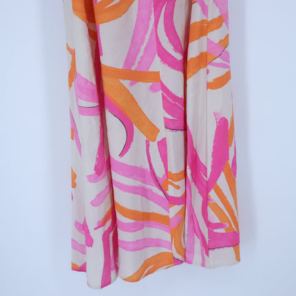 VILAGALLO Ginevra Lucca Print Maxi Dress Pink NWT Kimono Sleeve Women's 40/US 6